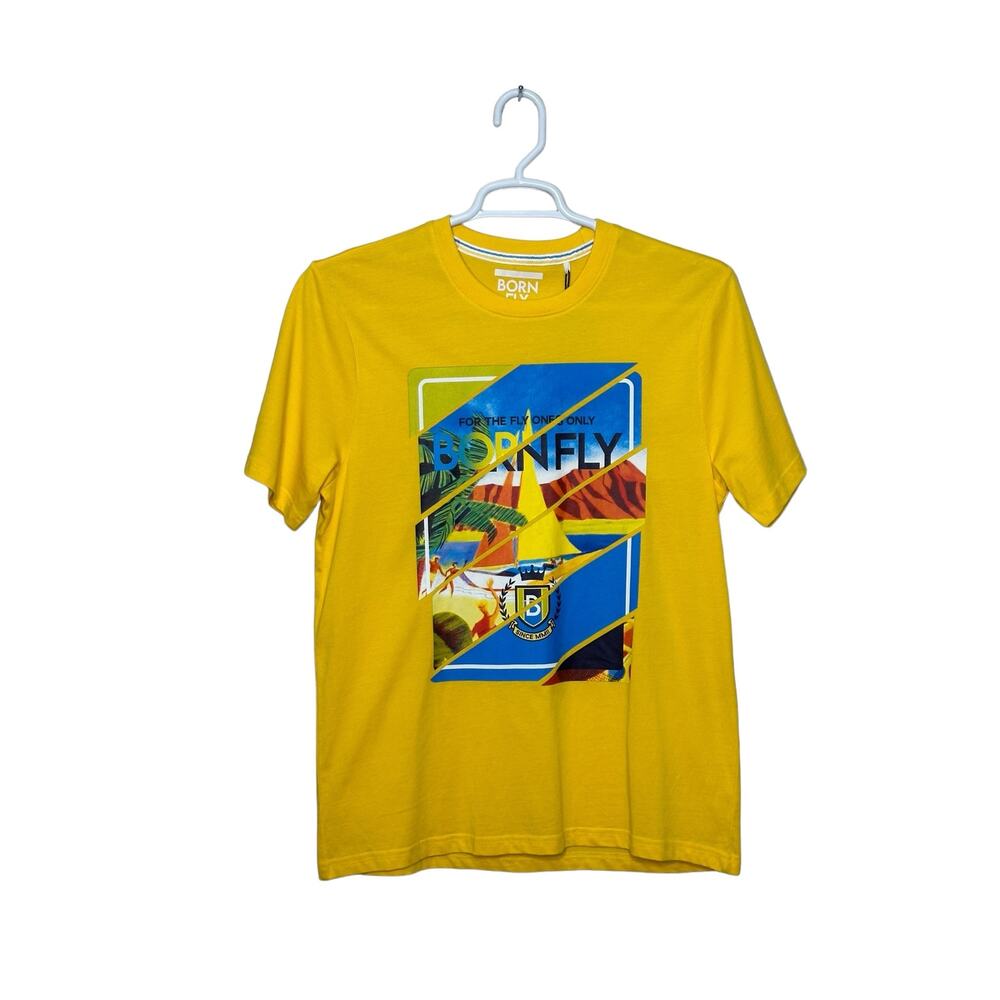 Born Fly yellow graphic short sleeves t shirt size Medium